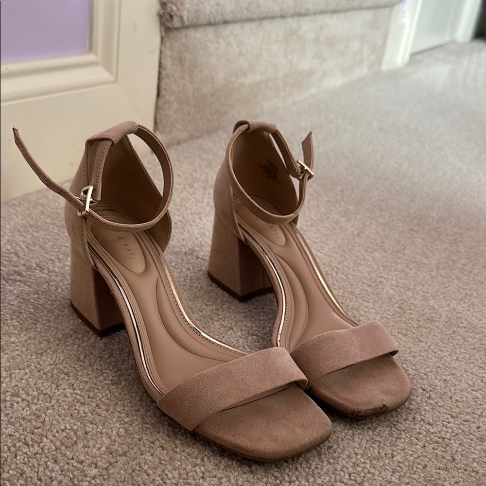 Kelly & Katie Nude Ankle-Strap Block Heel Sandals
